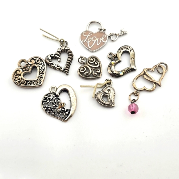 8pc Mixed Heart & Love Theme Charms Set for DIY Jewelry Crafts - Picture 1 of 4